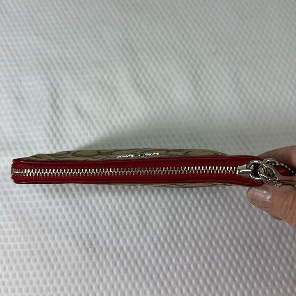 Coach tan and red Wristlet with Logo Pattern - Picture 7 of 10